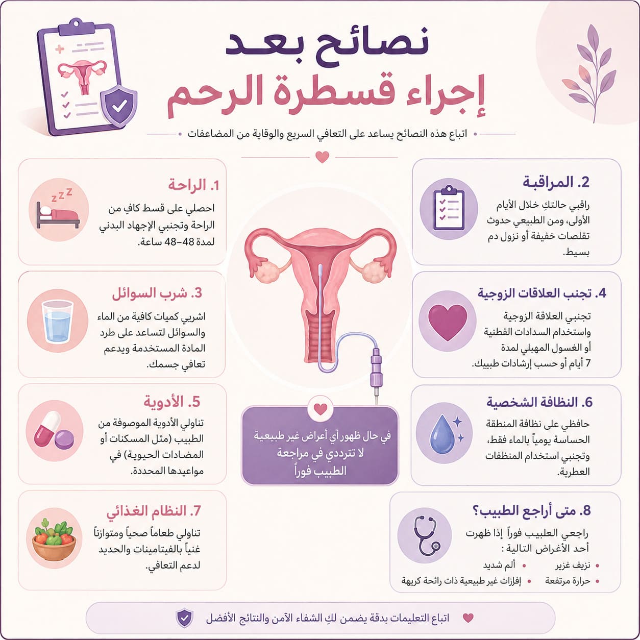 نصائح بعد إجراء قسطرة الرحم