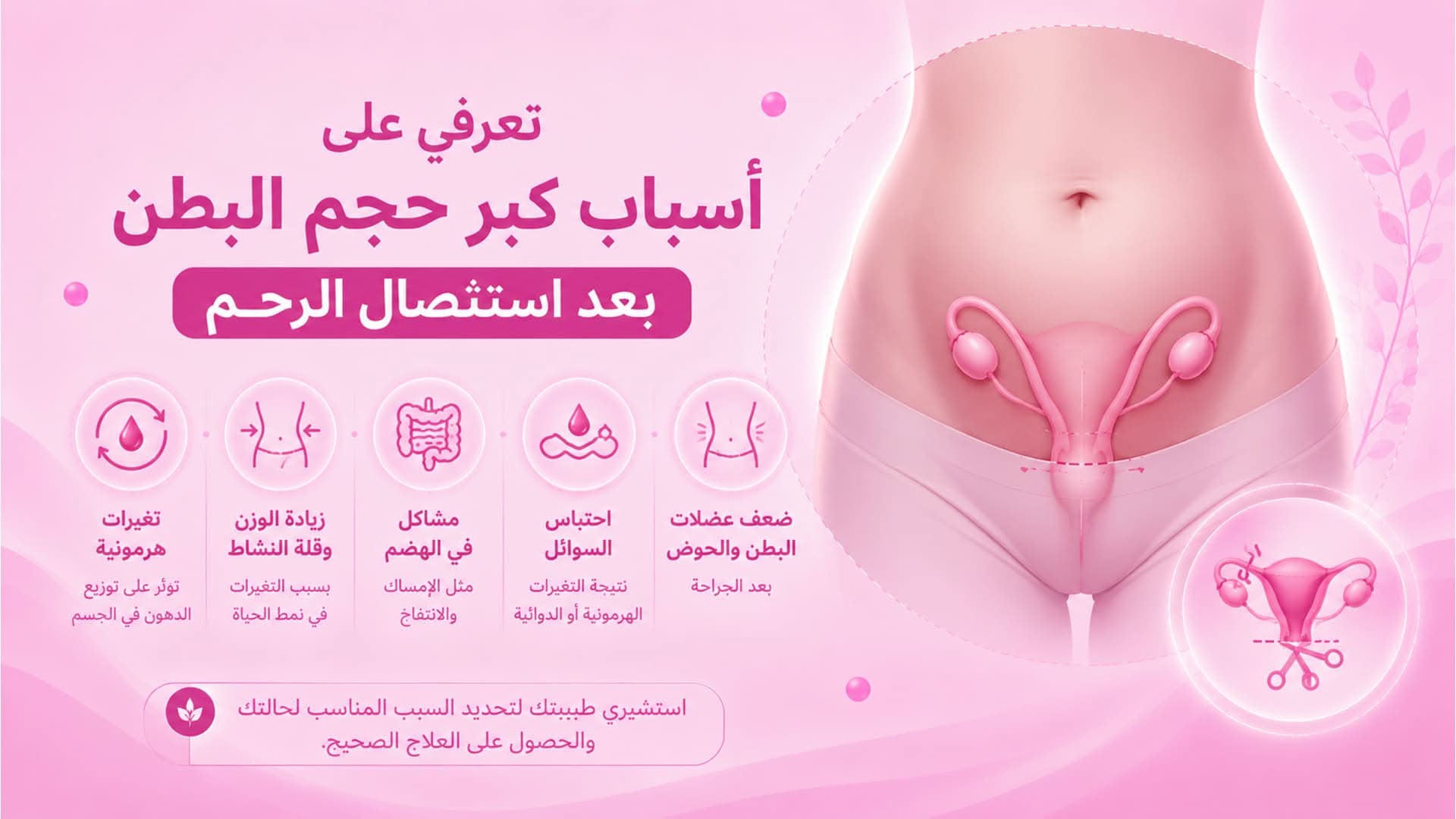 أسباب كبر حجم البطن بعد استئصال الرحم